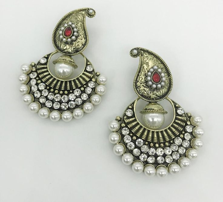 Handmade Pearl Chandelier Kashmiri Earrings