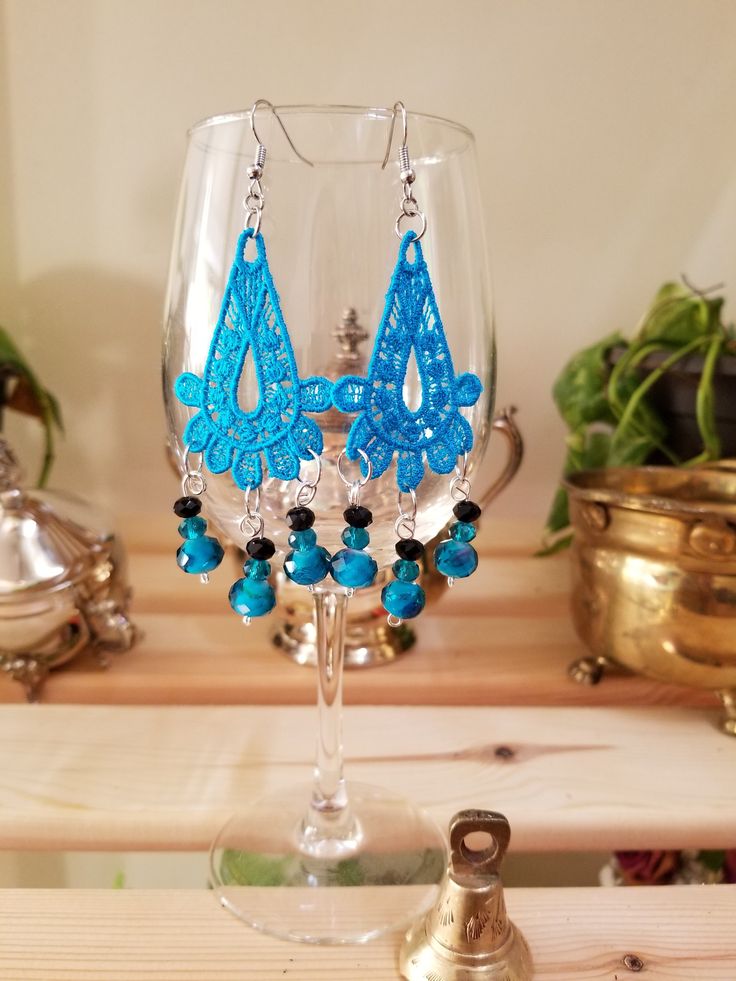 Handmade Turquoise Glass Bead Earrings