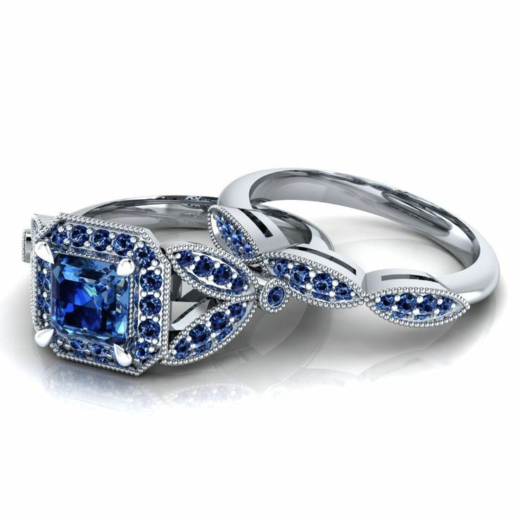 Museum 2.54CT Russian Lab Diamond Blue Bridal Set