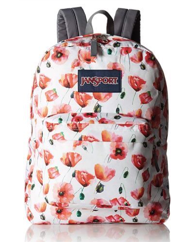 JanSport Superbreak Backpack Poppy Flowers Design. Backpack for college.