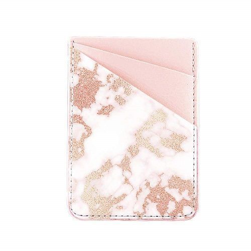 Rose Gold Marble Stick On Card Holder. Stylish Gifts for Best Friends Teens.