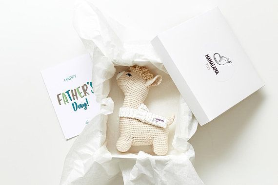 1st Dad Day together Funny Fathers Day Llama crochet cute toy