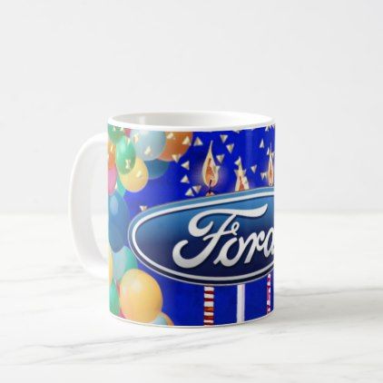 #Ford Logo Candle Balloons Glitter Blue Celebration Coffee Mug - #birthday #gift...