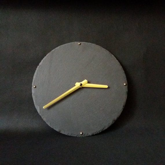Modern Slate Clock, Unique Clocks for Wall, Hanging Minimalist clock, Round Wall...