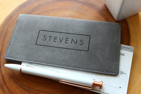 Personalized Check Book Cover for Women or Men, Graduation Gifts, Company Gifts,...