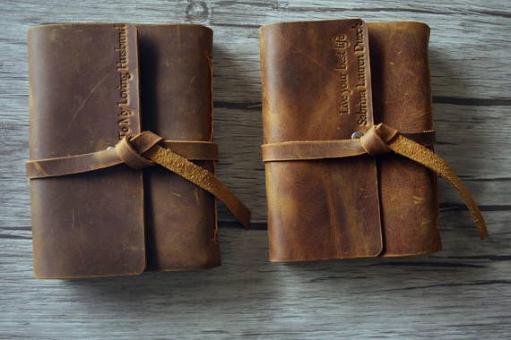Personalized Leather Journal, Vintage Bound Sketchbook, Rustic Leather Notebook ...