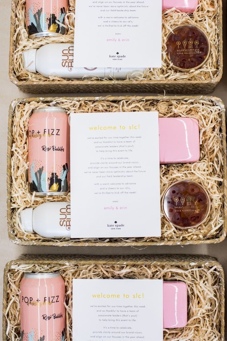 CORPORATE EVENT GIFTS//  Pink fashion company brand inspired gift boxes give a p...