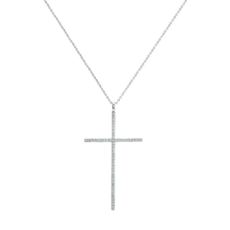 1.4TCW French Pave Cubic Zirconia Diamond Cross Pendant Necklace