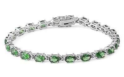 11TCW Oval Cut Emerald Green Russian Lab Diamond Tennis Bracelet