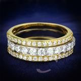 14K Gold & Platinum Russian Lab Diamond Stacked Wedding Band Ring