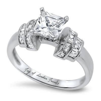 2CT Princess Cut Russian Lab Diamond Engagement Ring