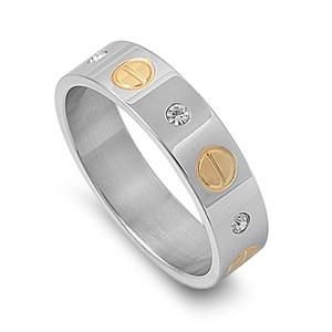 A Classic 14K Yellow Gold and Stainless Russian Lab Diamond Unisex Wedding Band ...