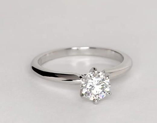 A Classic 1CT Round Cut Solitaire Russian Lab Diamond Engagement Ring