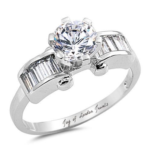 A Perfect 1.5CT Round Cut Russian Lab Diamond Solitaire Channel Set Accent Engag...