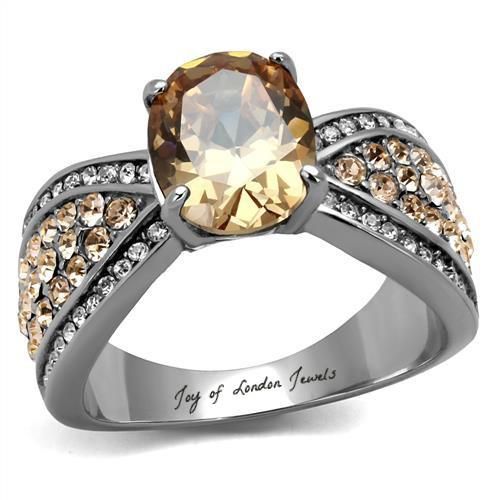 A Perfect 2.4CT Oval Cut Champagne Cognac Russian Lab Diamond Ring