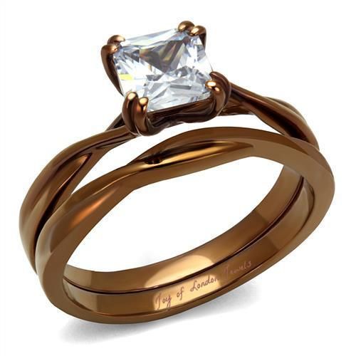 A Perfect Bronze Rose Gold 1CT Princess Cut Russian Lab Diamond Bridal Set