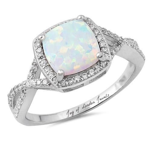 A Perfect Cabochon Australian White Opal Engagement Ring