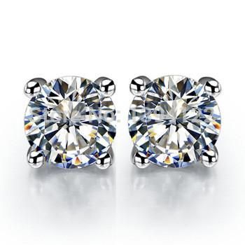 Perfect 3CT Round Cut Russian Lab Diamond Solitaire Stud Earrings
