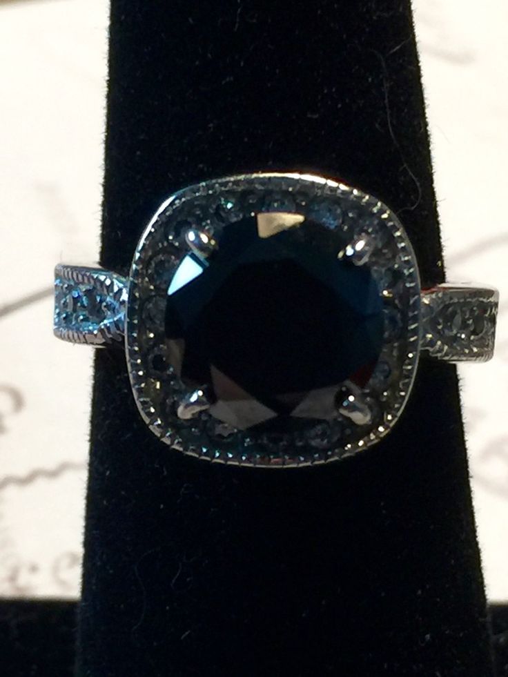 SALE Morgana, A Vintage Perfect 2CT Round Cut Black AAAA CZ Engagement Ring