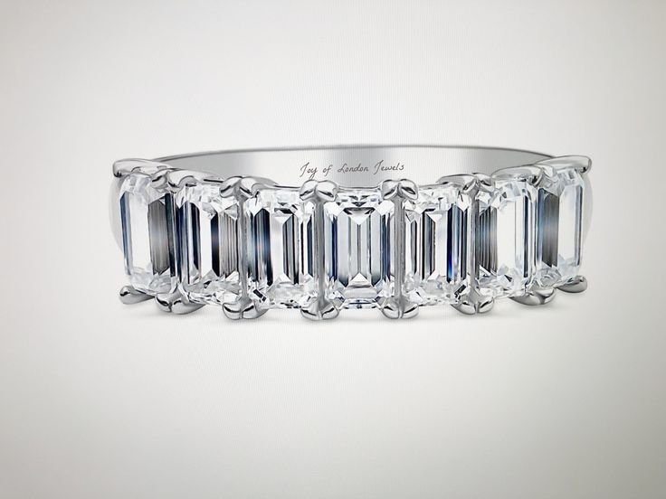 The Briana, A Perfect 3.6TCW Emerald Cut Russian Lab Diamond Half Eternity Ring