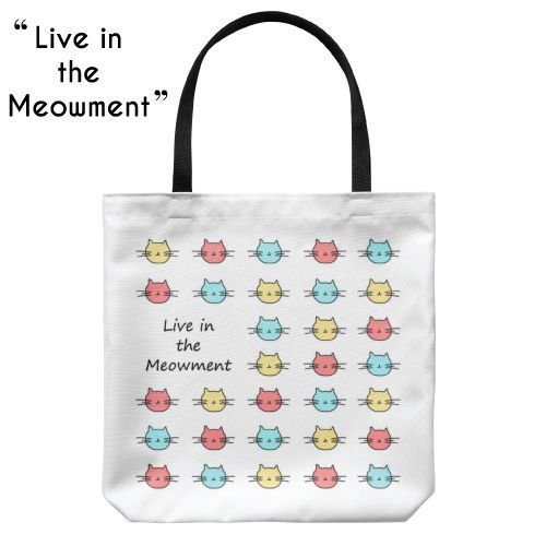 Live In The Meowment Cat Tote Bag | Cheap Christmas Stocking Stuffers for Teen G...