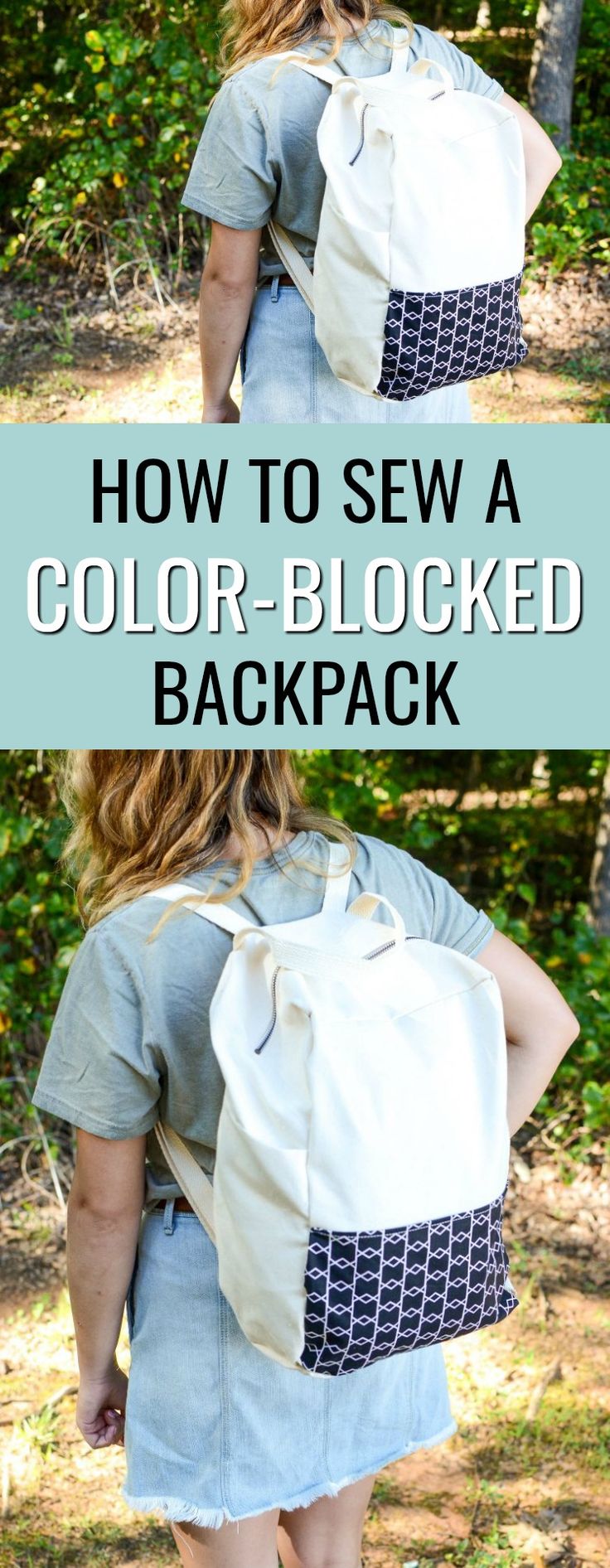 There are quite a few steps to sewing this color-blocked backpack  but don’t g...