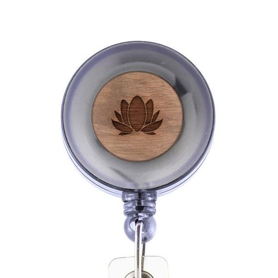 Lotus Badge Holder with Retractable Reel, Badge Holder, Personalized Badge Holde...