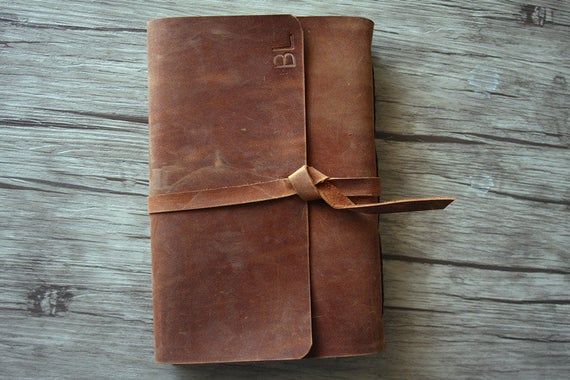 Personalized Leather Journal, Sketchbook, Rustic Leather Diary Bound Journal Boo...