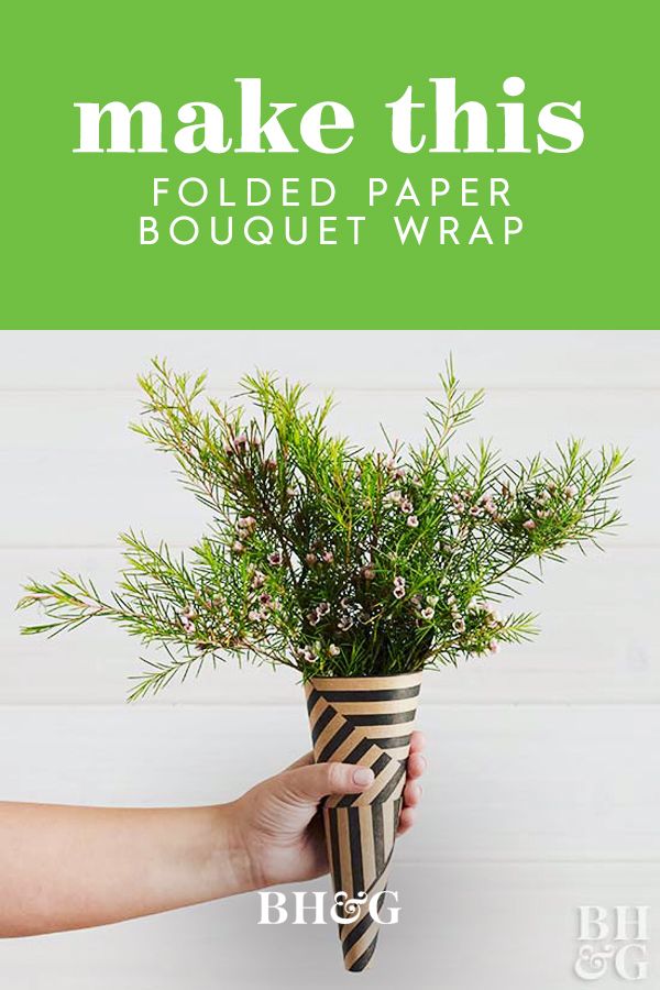 Take lined wrapping paper or patterned crafts paper and fold it into a cone to c...