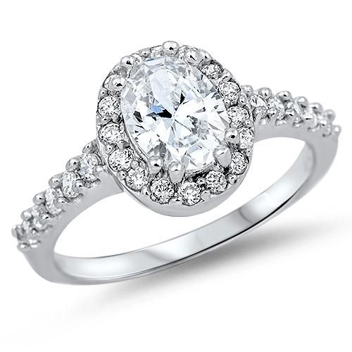 A Classic 2.9CT Oval Cut Russian Lab Diamond Halo Engagement Ring