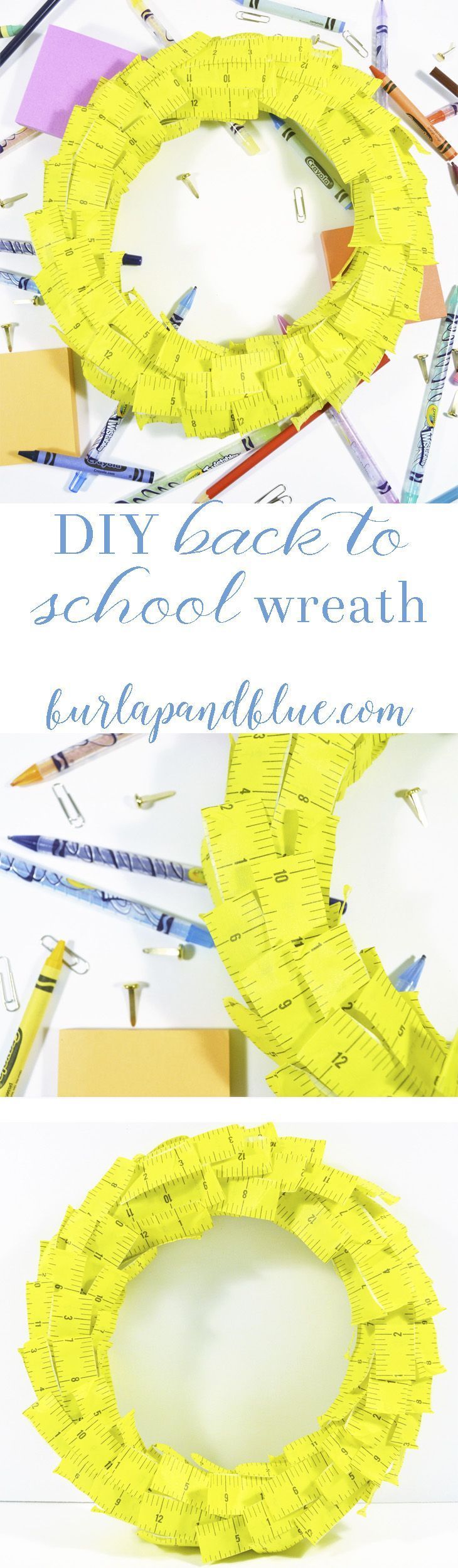 make this easy back to school wreath using washi or duct tape and a wreath form!...