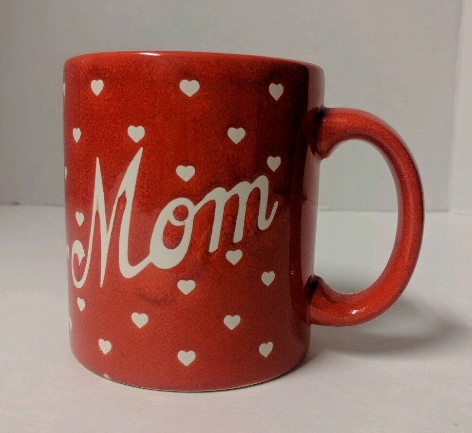 Waechtersbach MOM Coffee Mug: White Hearts on Red 12 oz 
